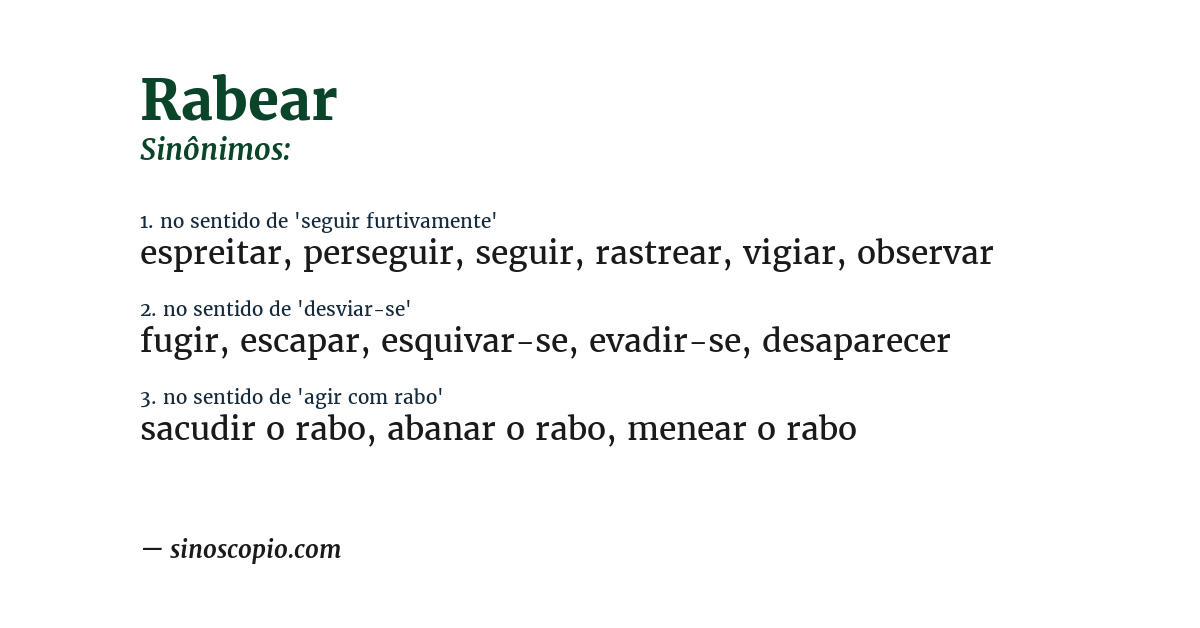 Sinônimo de rabear