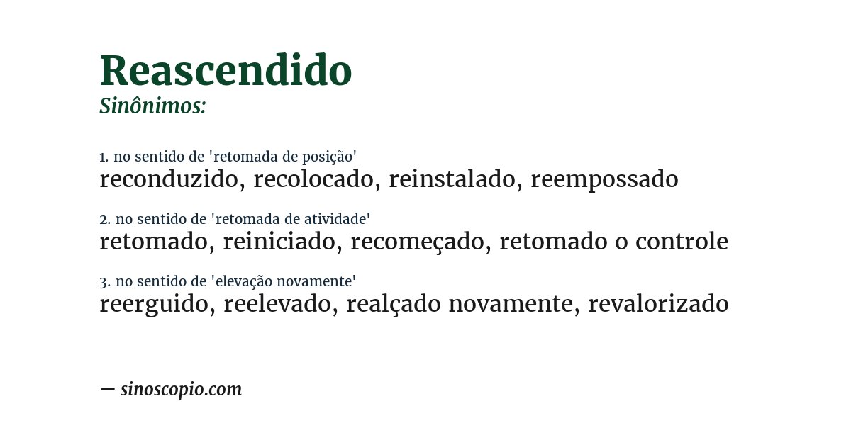 Sinônimo de reascendido