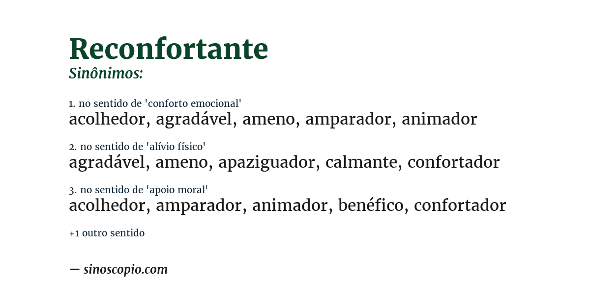 Sinônimo de reconfortante