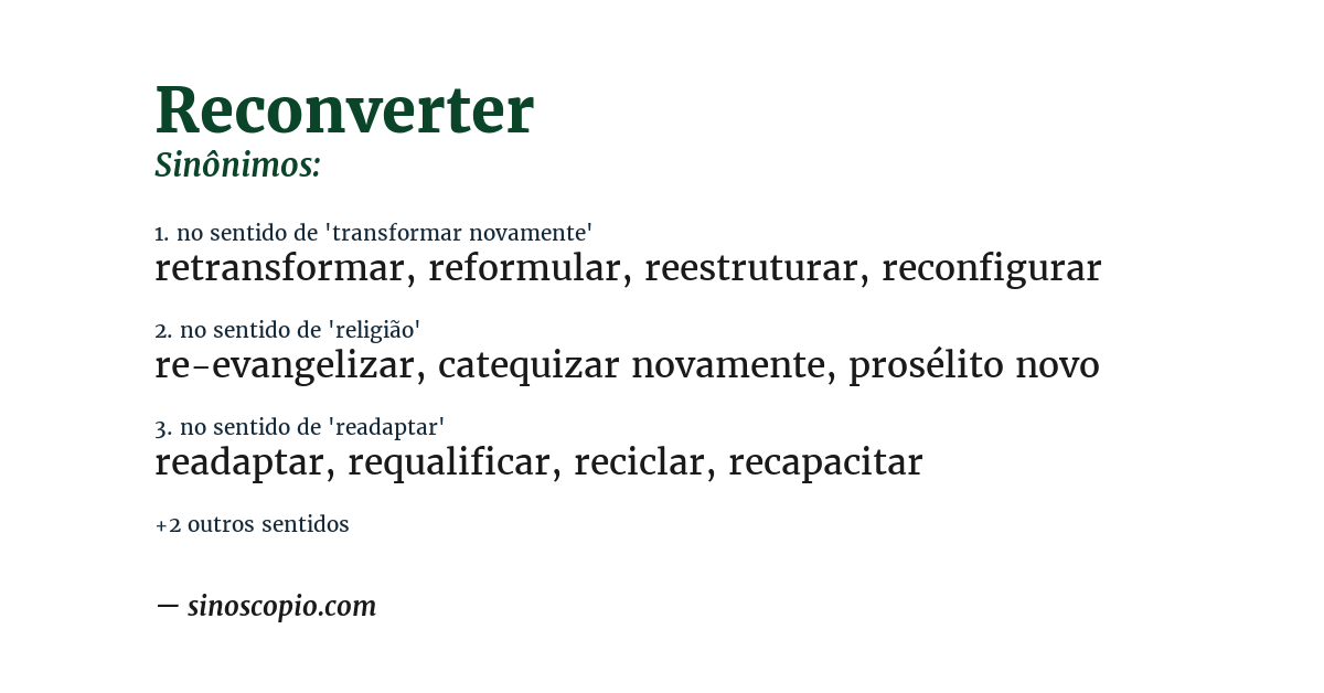 Sinônimo de reconverter