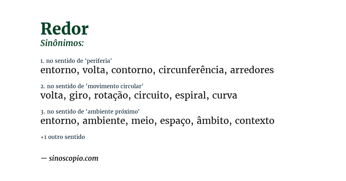 Sinônimo de redor