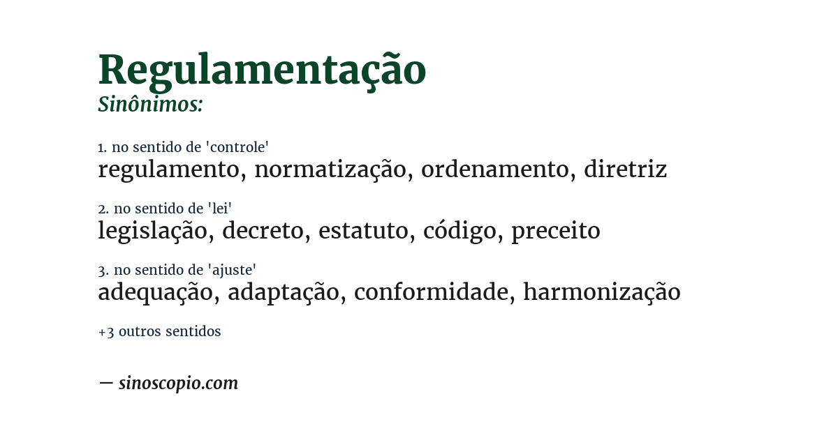 Sinônimo de regulamentação
