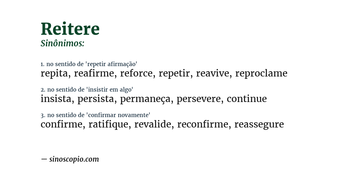 Sinônimo de reitere