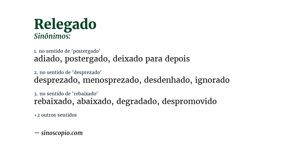 Sinônimo de relegado