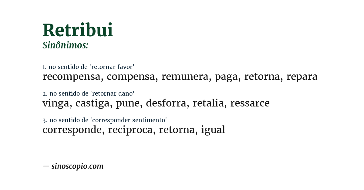 Sinônimo de retribui