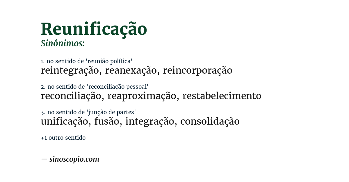 Sinônimo de reunificação