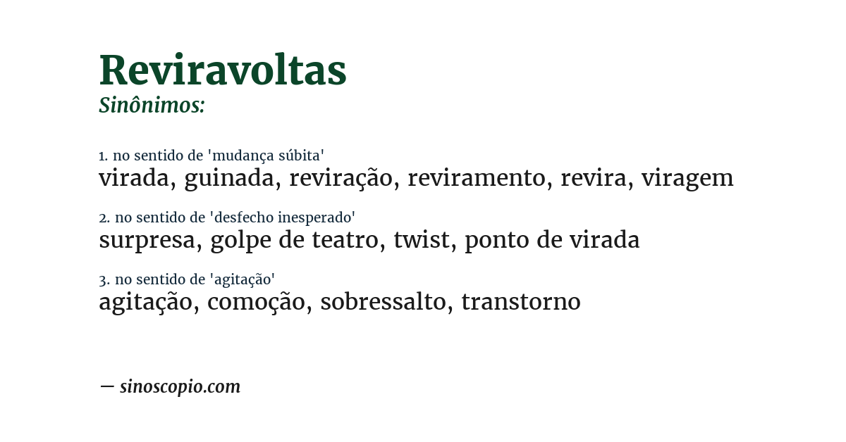 Sinônimo de reviravoltas