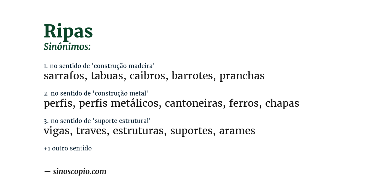Sinônimo de ripas