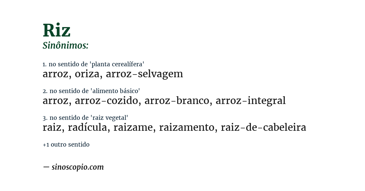 Sinônimo de riz
