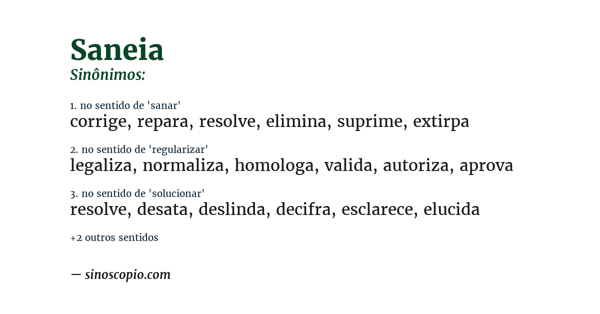 Sinônimo de saneia