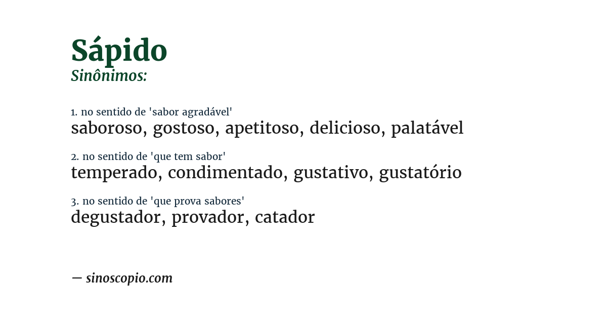 Sinônimo de sápido