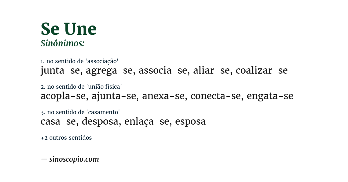 Sinônimo de se une