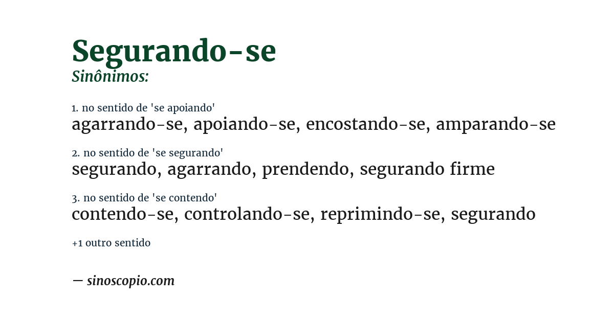 Sinônimo de segurando-se
