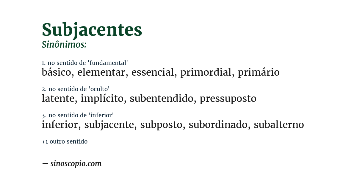 Sinônimo de subjacentes