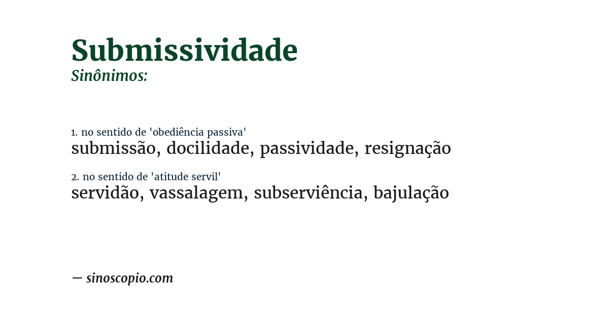 Sinônimo de submissividade