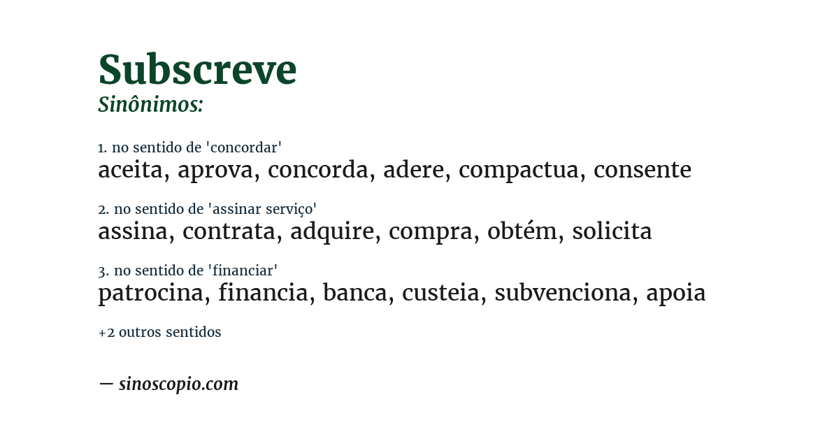 Sinônimo de subscreve