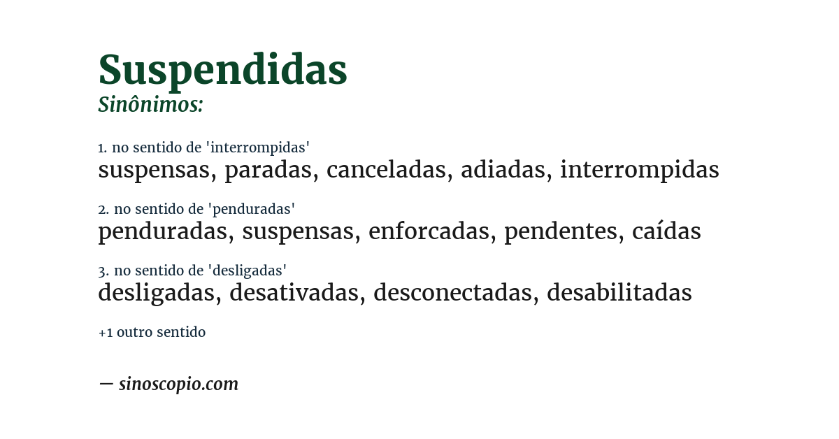 Sinônimo de suspendidas