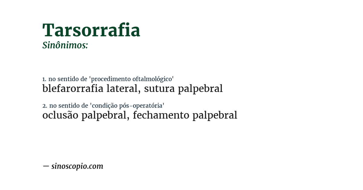 Sinônimo de tarsorrafia