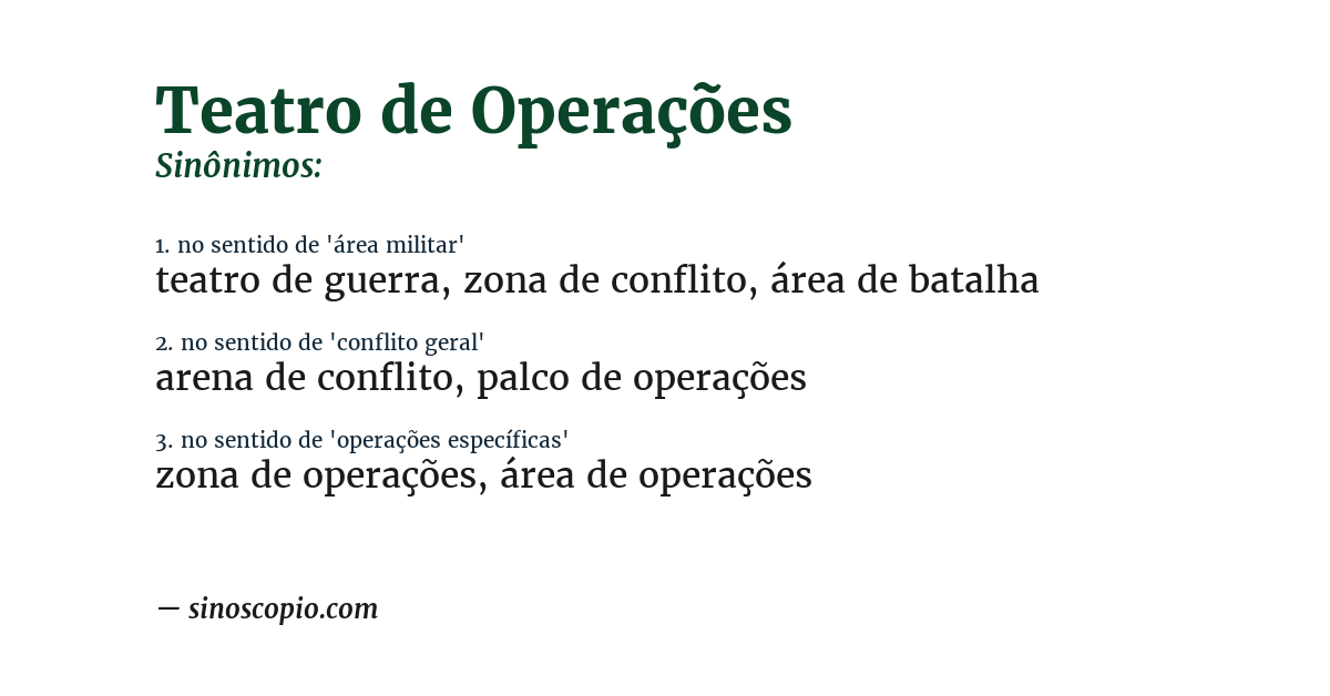 Sinônimo de teatro de operações
