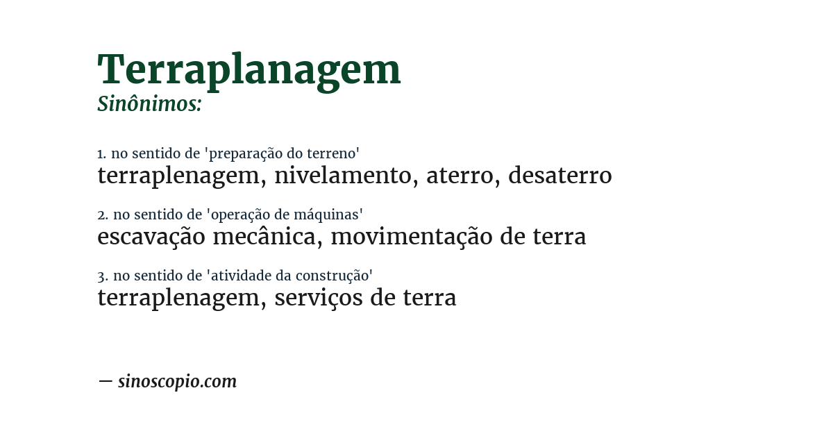 Sinônimo de terraplanagem