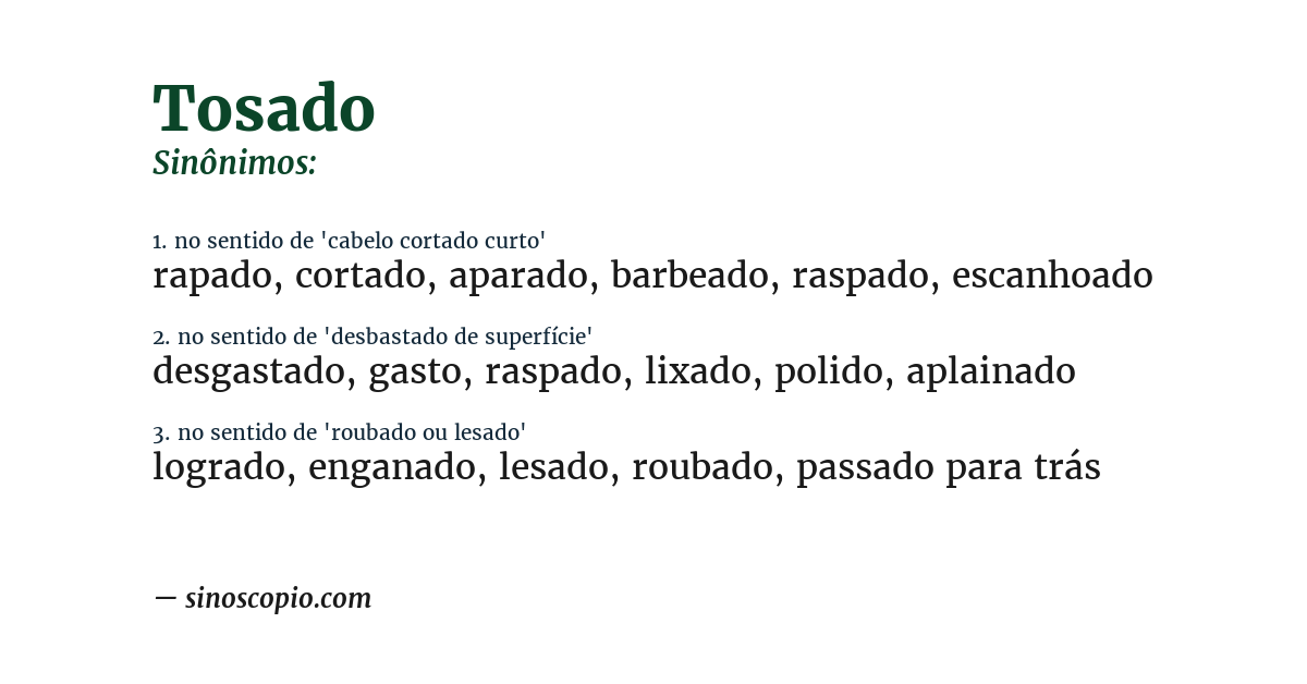 Sinônimo de tosado