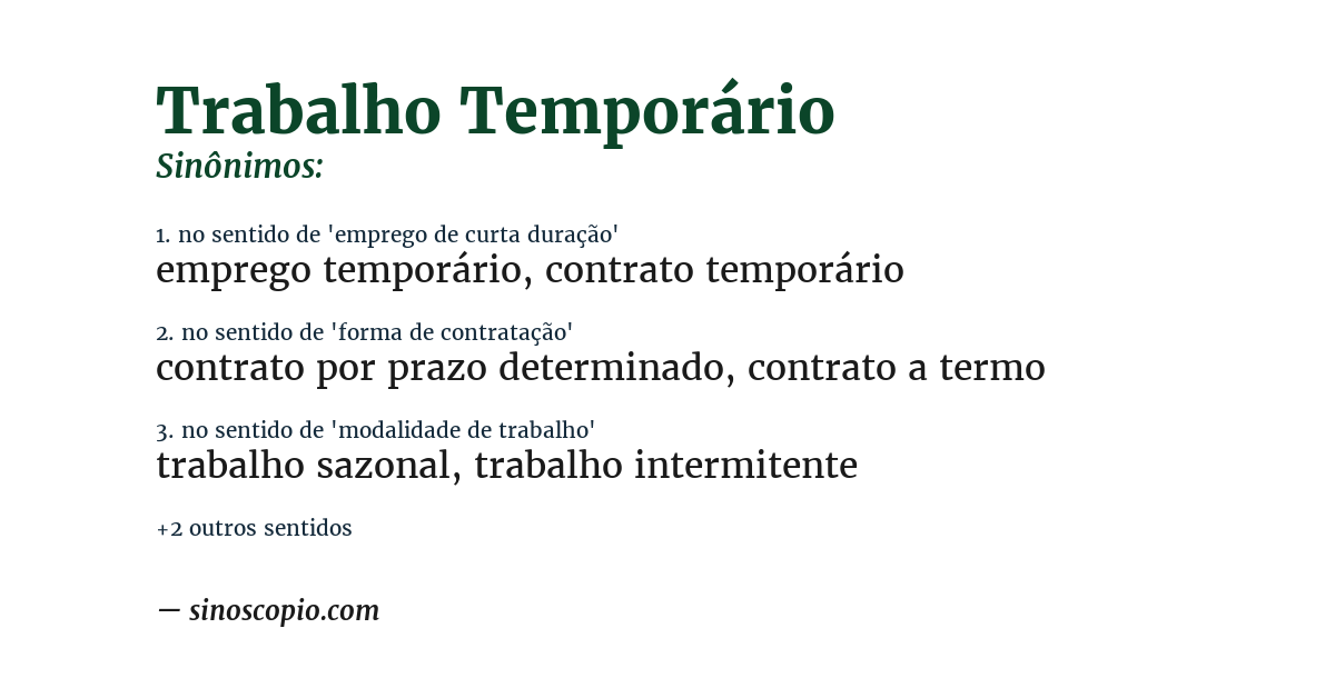 Sinônimo de trabalho temporário