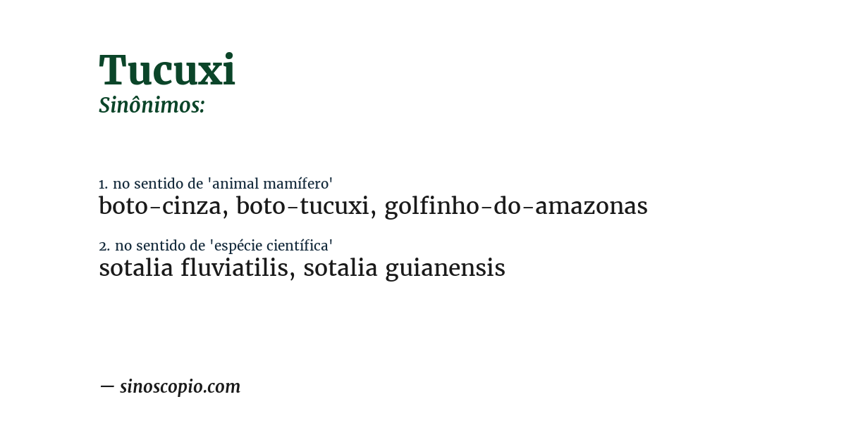 Sinônimo de tucuxi
