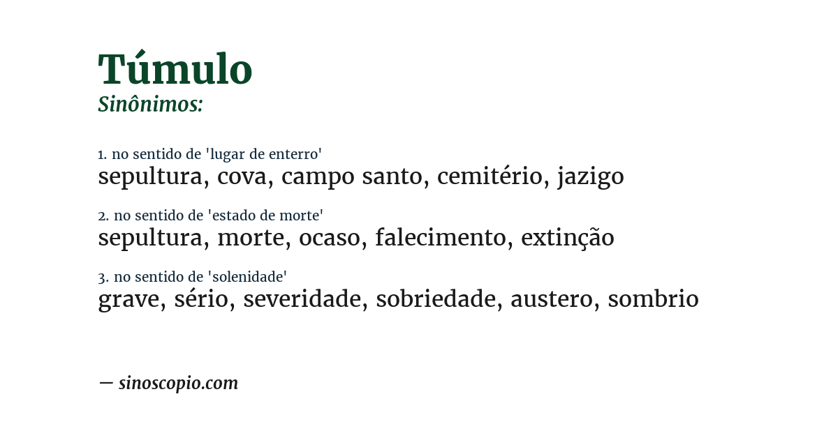 Sinônimo de túmulo