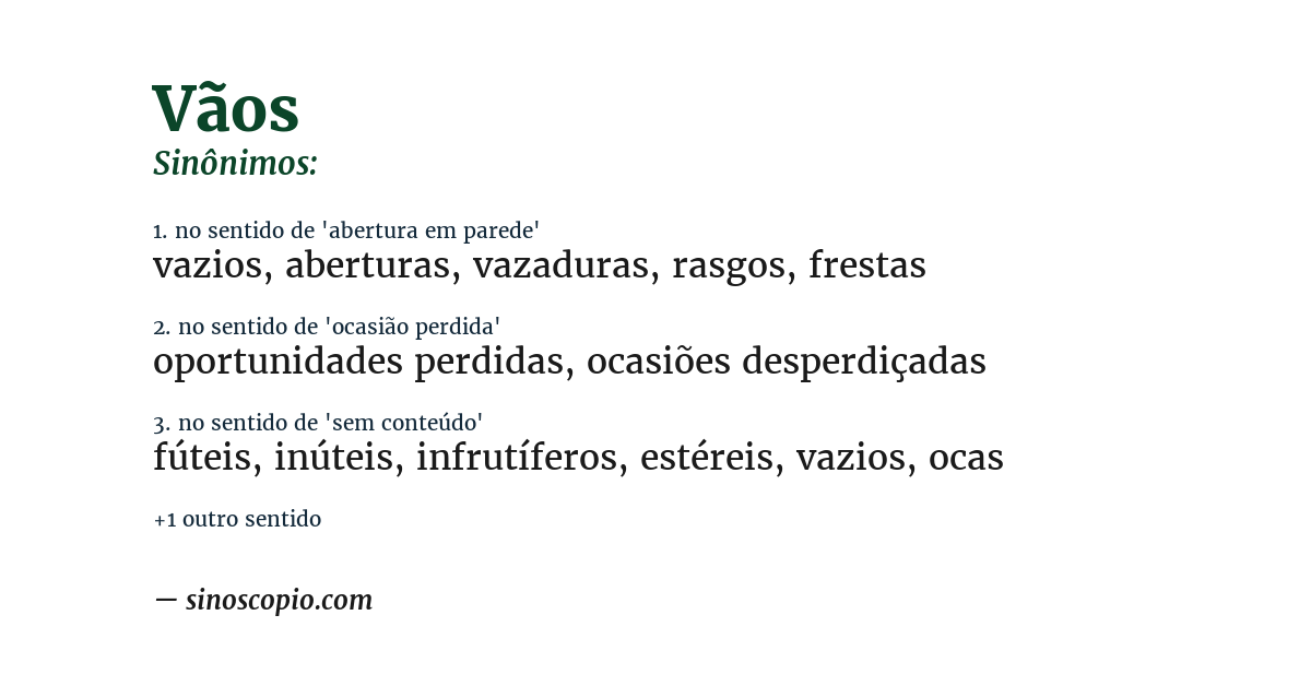 Sinônimo de vãos