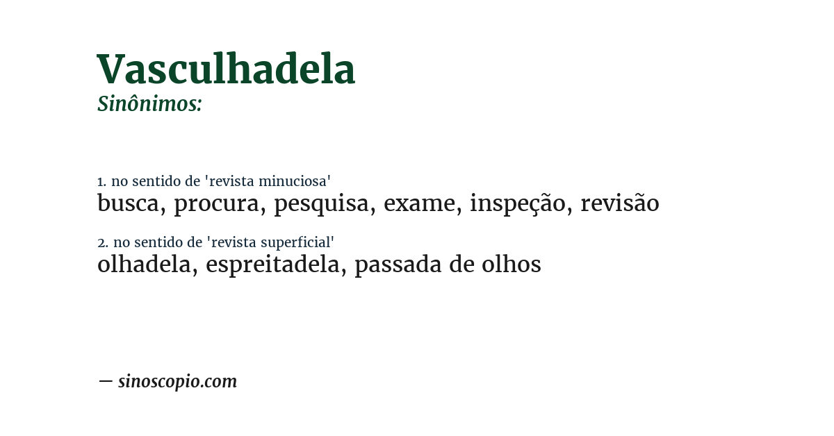 Sinônimo de vasculhadela