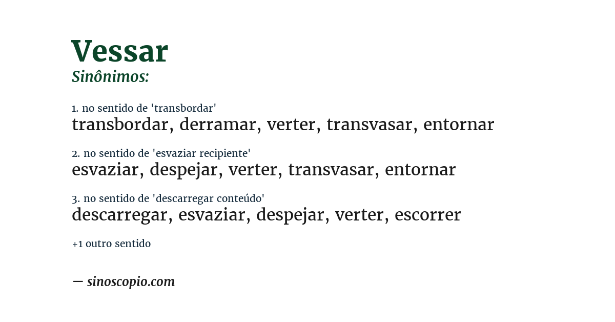 Sinônimo de vessar