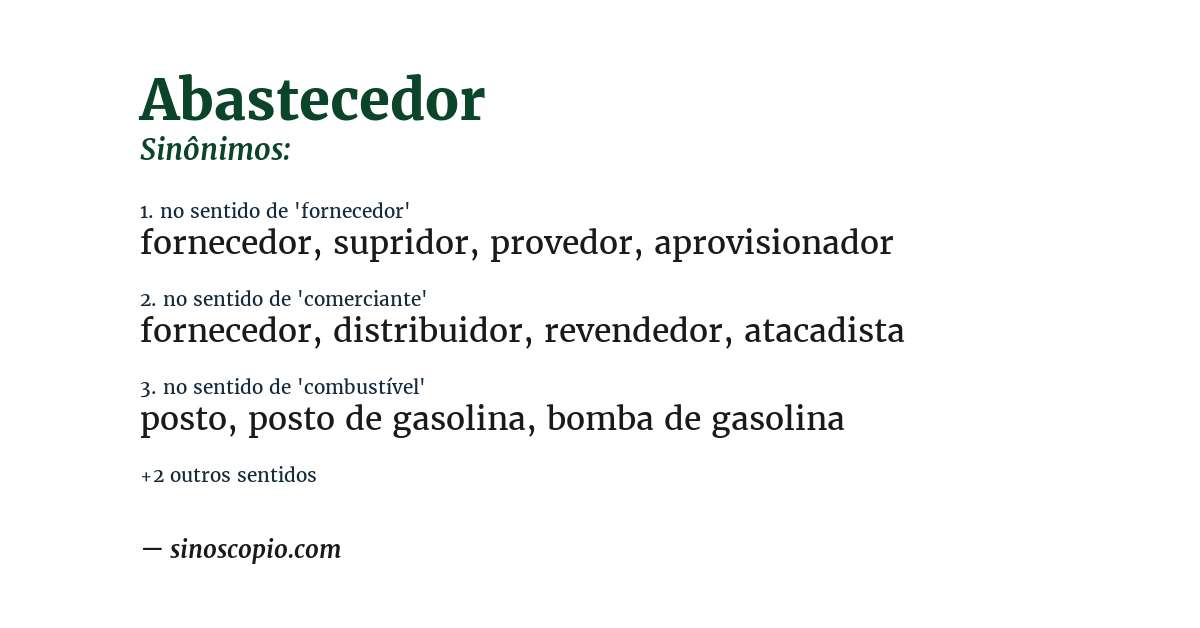 Sinônimo de abastecedor