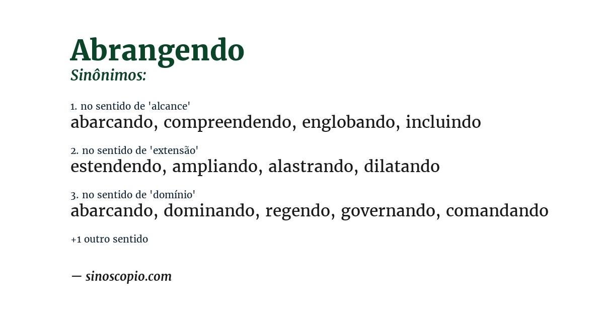 Sinônimo de abrangendo