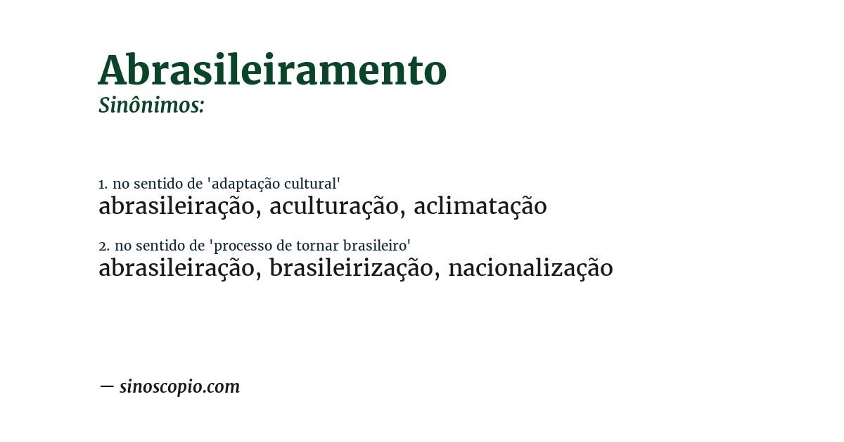 Sinônimo de abrasileiramento