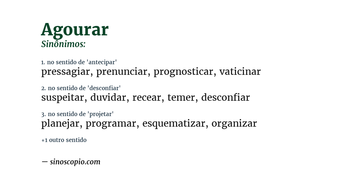 Sinônimo de agourar