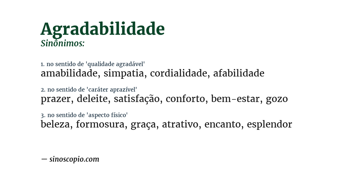 Sinônimo de agradabilidade
