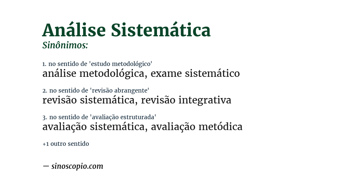 Sinônimo de análise sistemática