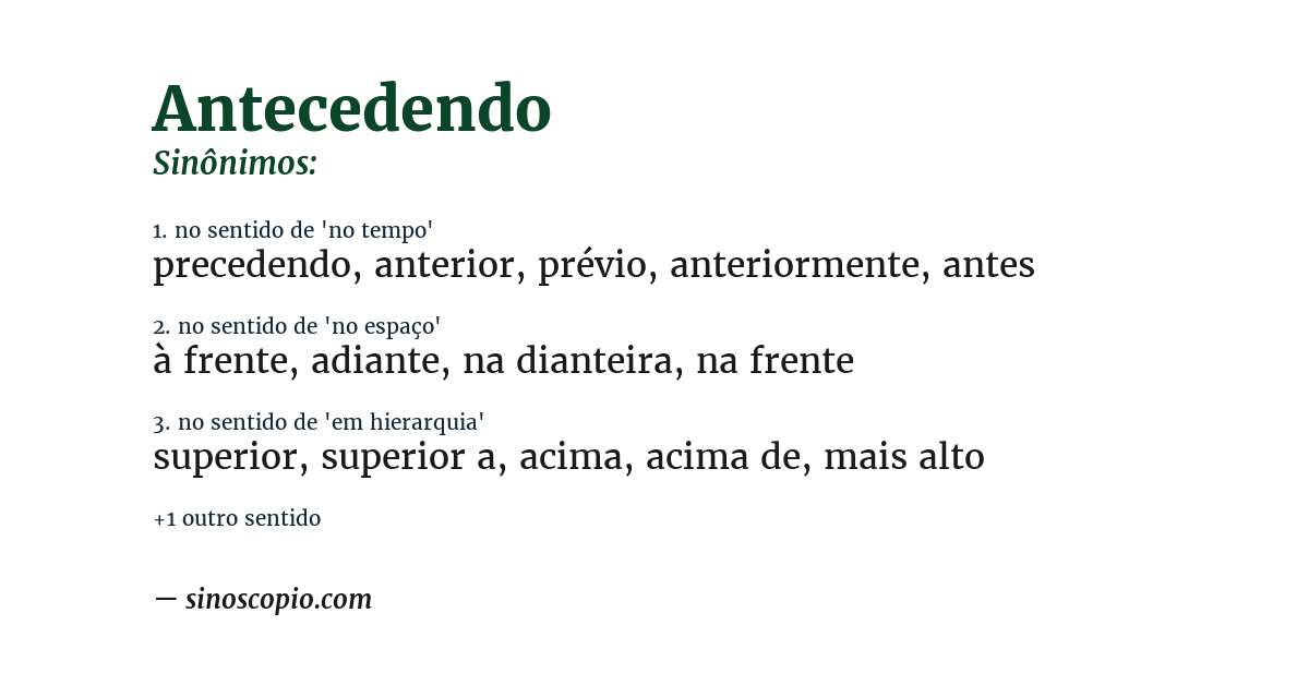 Sinônimo de antecedendo