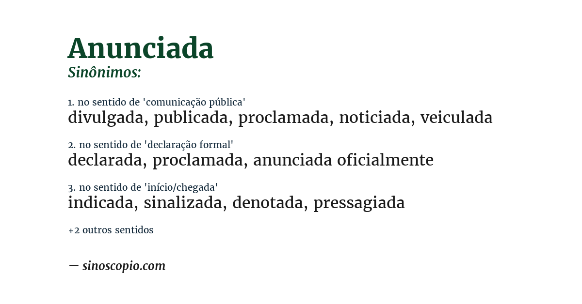 Sinônimo de anunciada