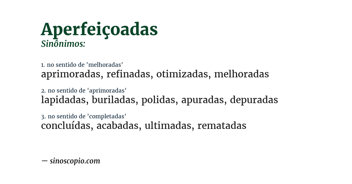 Sinônimo de aperfeiçoadas