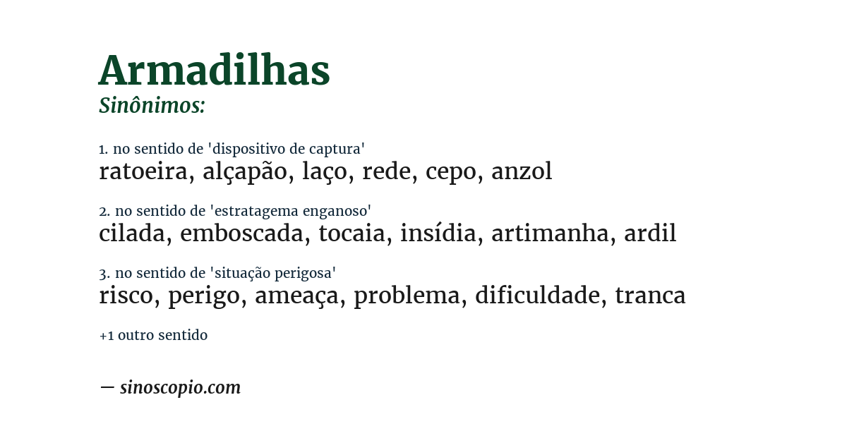 Sinônimo de armadilhas