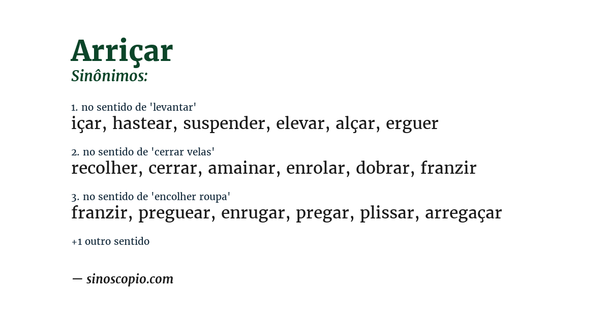 Sinônimo de arriçar