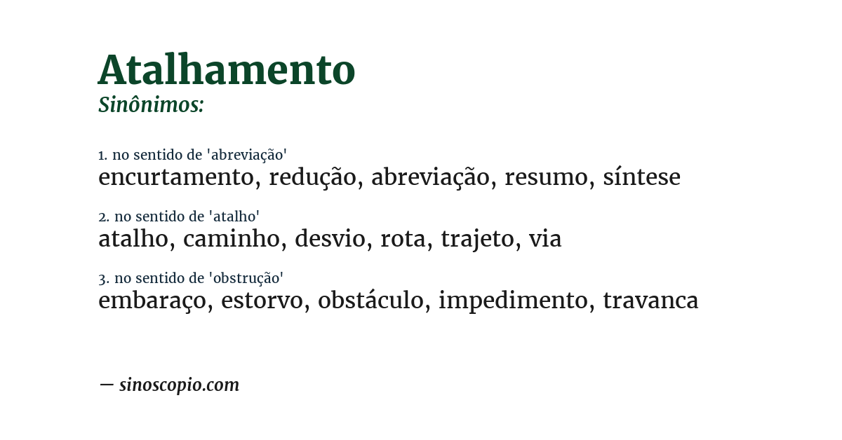 Sinônimo de atalhamento