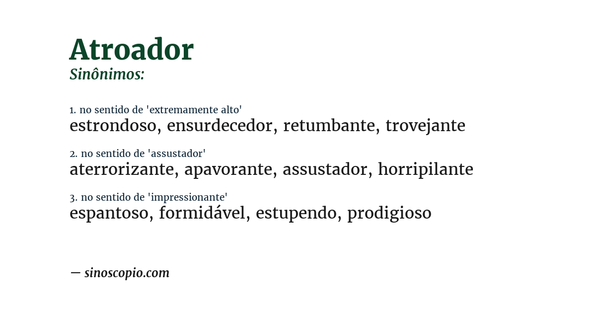 Sinônimo de atroador