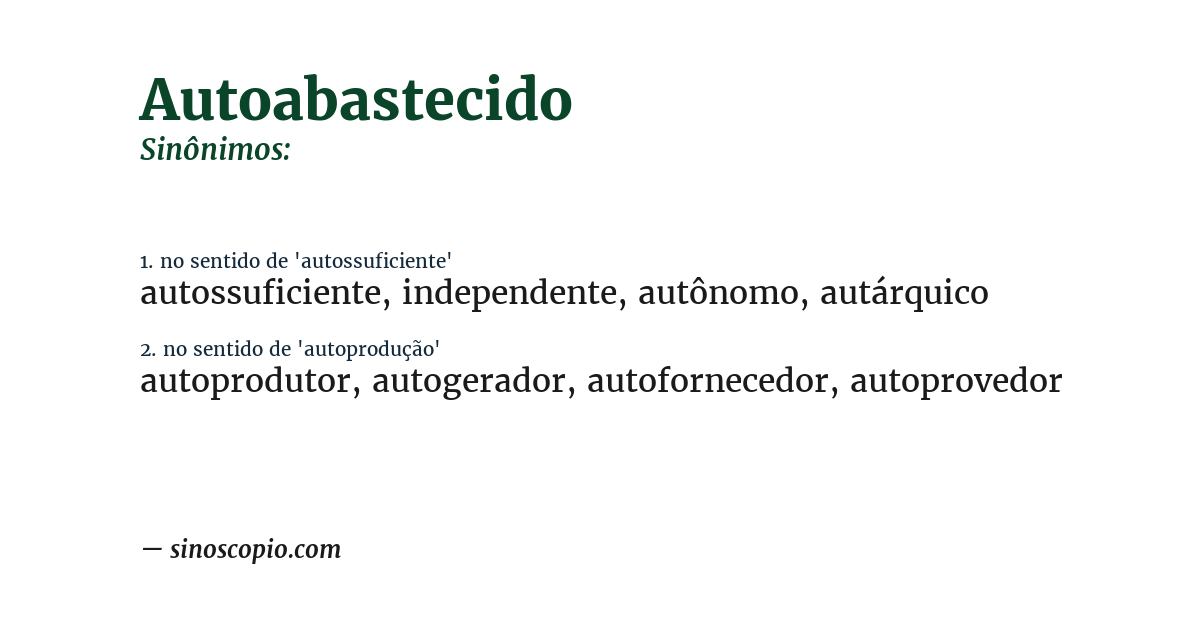 Sinônimo de autoabastecido