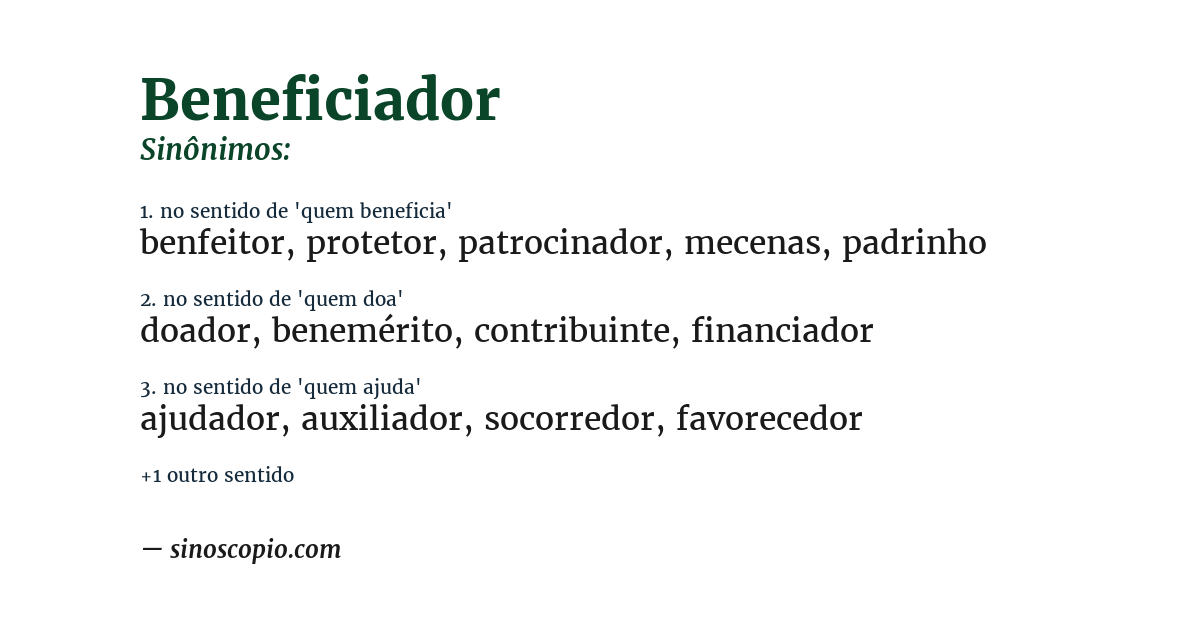 Sinônimo de beneficiador