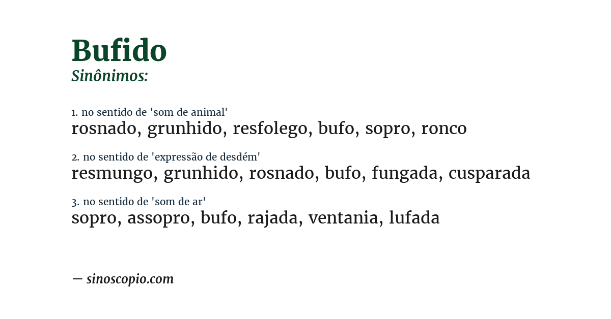 Sinônimo de bufido