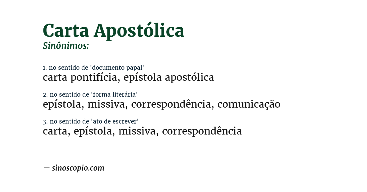 Sinônimo de carta apostólica