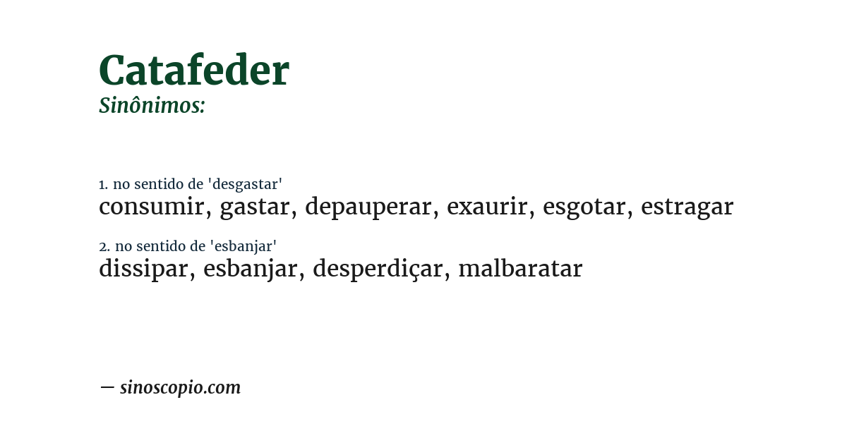 Sinônimo de catafeder