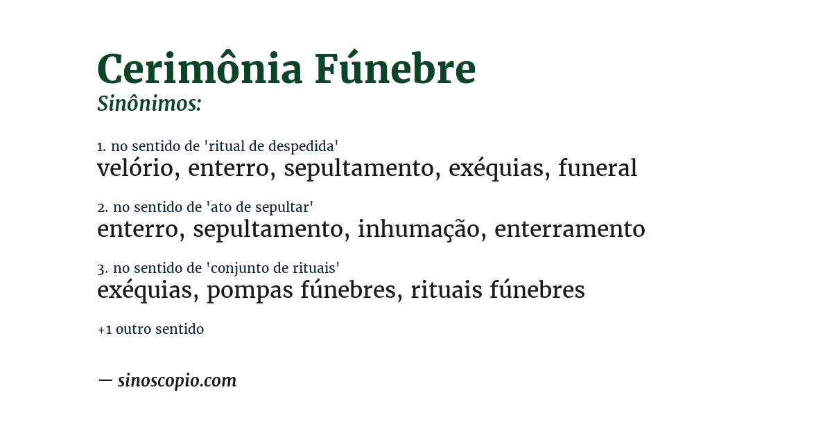 Sinônimo de cerimônia fúnebre